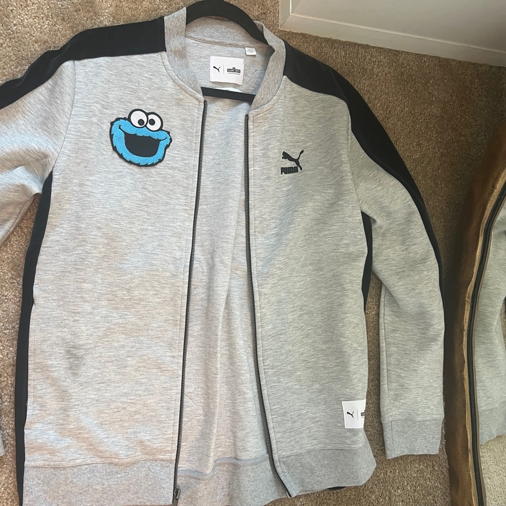PUMA X Sesame Street Grey Zip Track Jacket - Men’s Small